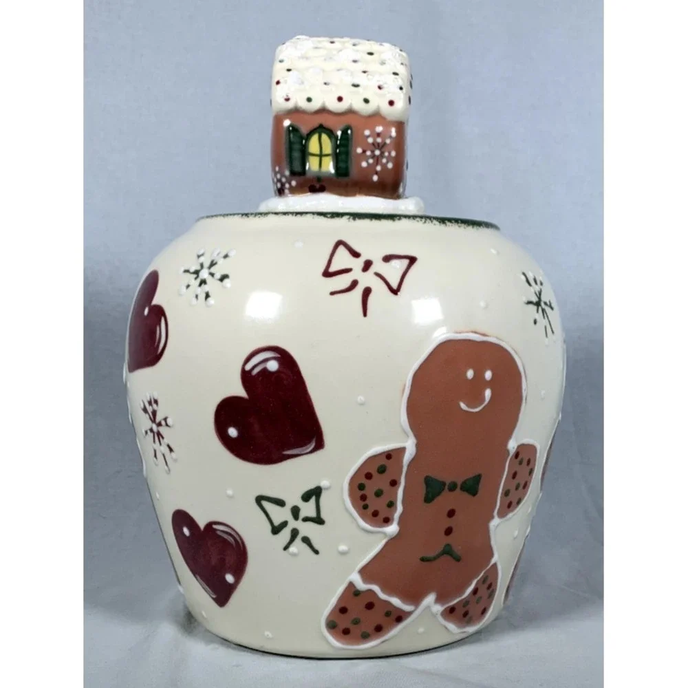 Rare 1999 Signed Frankoma Pottery Hand Painted Gingerbread Cookie Jar
